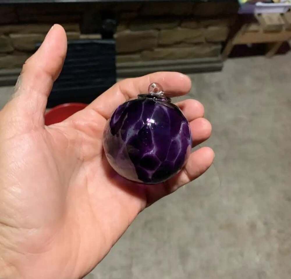Hand Blown Glass Witch Ball Spirit/Friendship Ornament in Purple